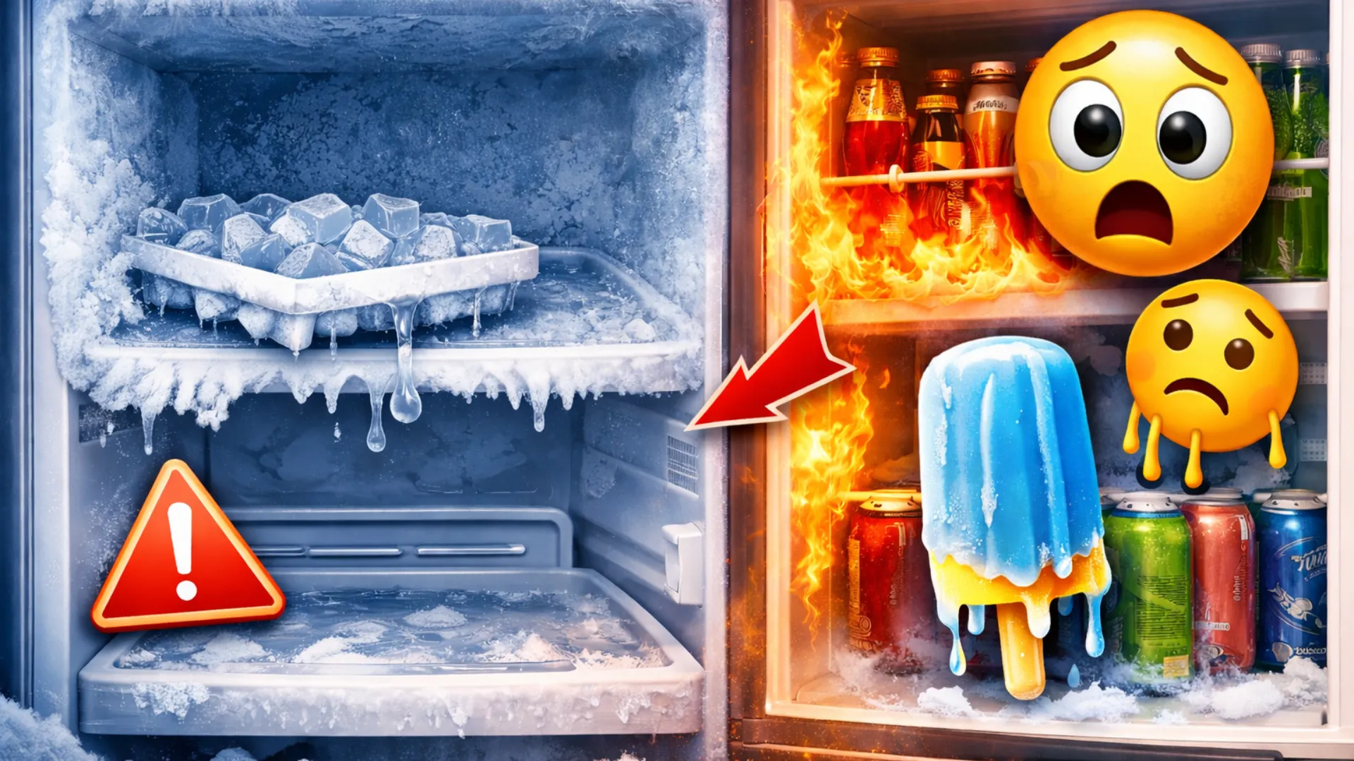 Refrigerador enfría pero no congela, congelador con hielo derritiéndose